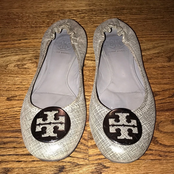 Tory Burch Shoes - Tory Silver Reva Flats